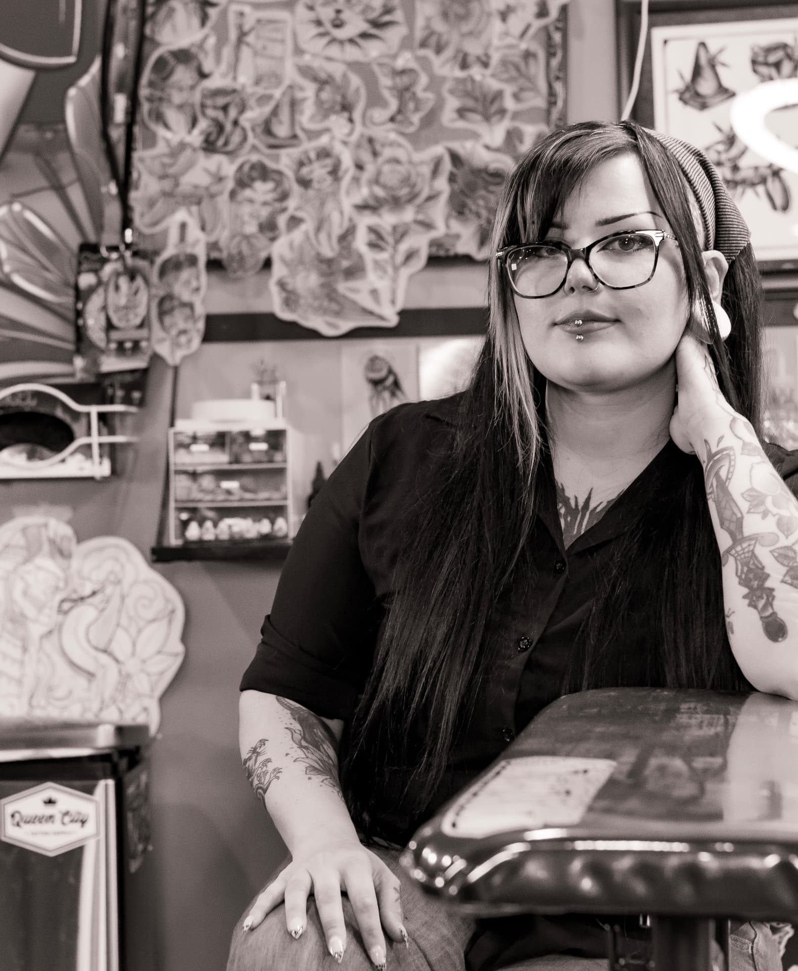 Jessica, tattoo artist at WarHawk Tattoo Company in Lima, Ohio