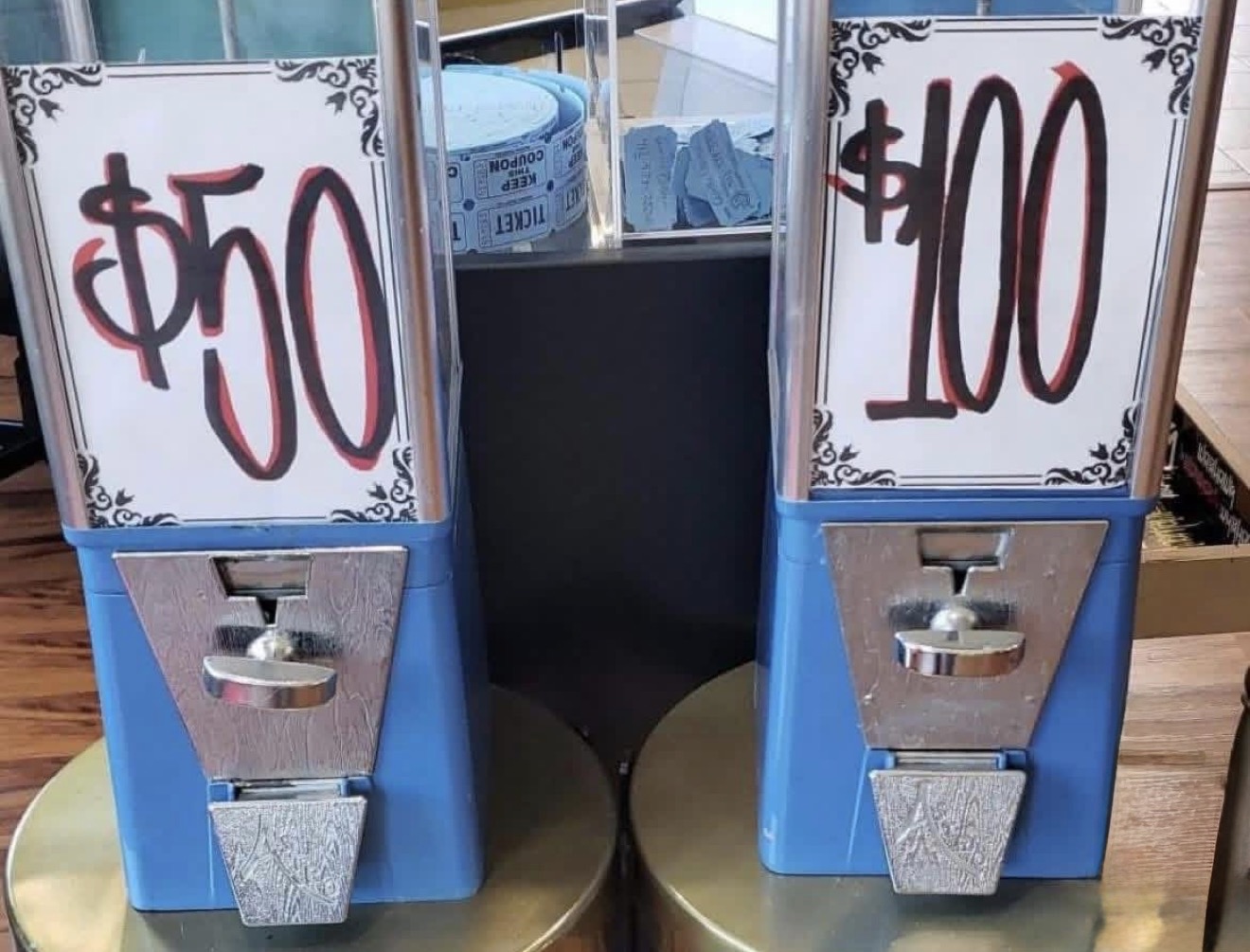 The $50 and $100 Get What You Get machines at WarHawk Tattoo in Lima, Ohio